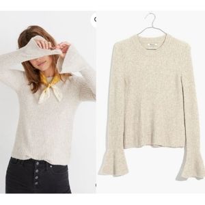 Madewell Beige Ruffle Cuff Pullover Sweater XS